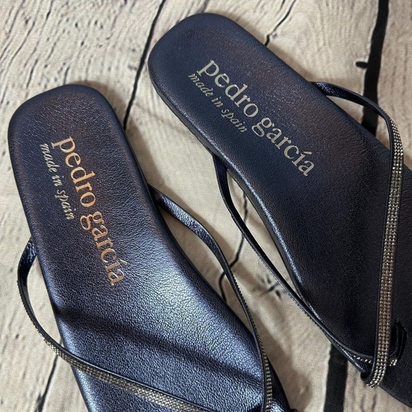 New Pedro Garcia Swarovski Crystals Blue Slide Sandals Size 39 - Picture 3 of 5